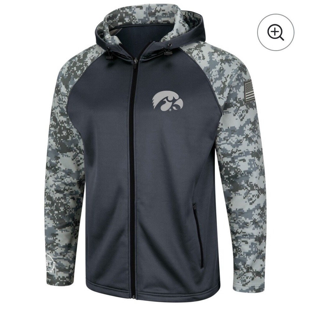 Iowa Hawkeyes Colosseum OHT Military Appreciation Camo Raglan Hoodie Men's Mโ
